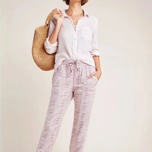 Anthropologie Light Pink Patterned Joggers